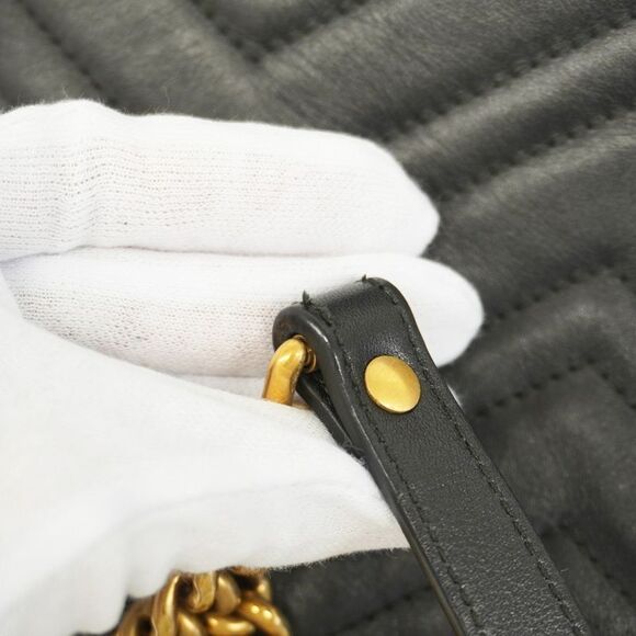 Gucci Shoulder Bag Ggmarmont 453569 Leather Black Gold Hardware Women's - Picture 8 of 10